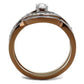 MATK2953 - Two Tone IP Light Brown (IP Light coffee) Stainless Steel Ring with AAA Grade CZ  in Clear