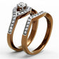 MATK2953 - Two Tone IP Light Brown (IP Light coffee) Stainless Steel Ring with AAA Grade CZ  in Clear
