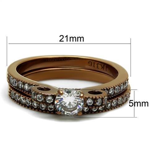 MATK2955 - IP Coffee light Stainless Steel Ring with AAA Grade CZ  in Clear