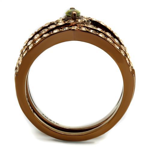 MATK2956 - IP Coffee light Stainless Steel Ring with AAA Grade CZ  in Olivine color