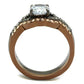 MATK2958 - IP Light Black & IP Light coffee Stainless Steel Ring with AAA Grade CZ  in Clear