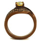 MATK2959 - IP Coffee light Stainless Steel Ring with AAA Grade CZ  in Topaz