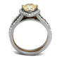 MATK2961 - Two Tone IP Light Brown (IP Light coffee) Stainless Steel Ring with AAA Grade CZ  in Champagne