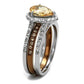 MATK2961 - Two Tone IP Light Brown (IP Light coffee) Stainless Steel Ring with AAA Grade CZ  in Champagne