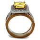 MATK2962 - Two Tone IP Light Brown (IP Light coffee) Stainless Steel Ring with AAA Grade CZ  in Topaz