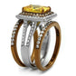 MATK2962 - Two Tone IP Light Brown (IP Light coffee) Stainless Steel Ring with AAA Grade CZ  in Topaz