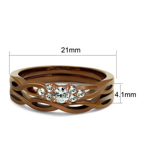MATK2963 - IP Coffee light Stainless Steel Ring with AAA Grade CZ  in Clear