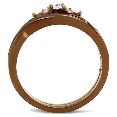 MATK2963 - IP Coffee light Stainless Steel Ring with AAA Grade CZ  in Clear
