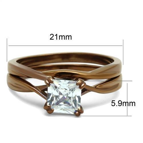 MATK2964 - IP Coffee light Stainless Steel Ring with AAA Grade CZ  in Clear