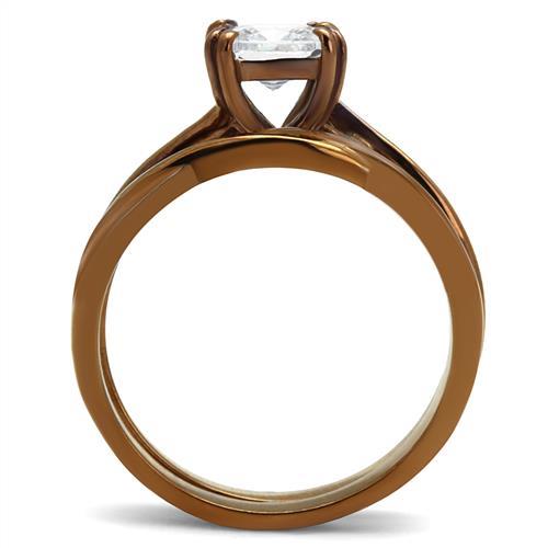 MATK2964 - IP Coffee light Stainless Steel Ring with AAA Grade CZ  in Clear