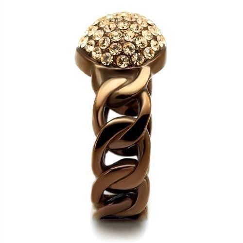MATK2965 - IP Coffee light Stainless Steel Ring with Top Grade Crystal  in Light Peach