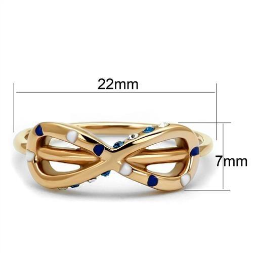 MATK2966 - IP Rose Gold(Ion Plating) Stainless Steel Ring with Top Grade Crystal  in Sapphire