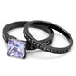 MATK2970 - IP Light Black  (IP Gun) Stainless Steel Ring with AAA Grade CZ  in Light Amethyst