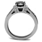 MATK2971 - Two-Tone IP Black Stainless Steel Ring with Synthetic Synthetic Glass in Jet