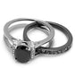 MATK2971 - Two-Tone IP Black Stainless Steel Ring with Synthetic Synthetic Glass in Jet