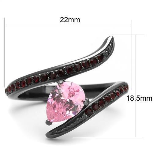 MATK2972 - IP Light Black  (IP Gun) Stainless Steel Ring with AAA Grade CZ  in Rose