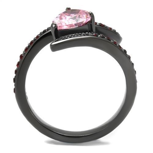 MATK2972 - IP Light Black  (IP Gun) Stainless Steel Ring with AAA Grade CZ  in Rose