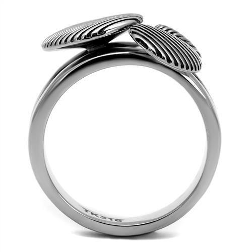 MATK2973 - High polished (no plating) Stainless Steel Ring with Epoxy  in Jet