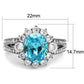 MATK2977 - High polished (no plating) Stainless Steel Ring with AAA Grade CZ  in Sea Blue