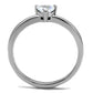 MATK2978 High polished (no plating) Stainless Steel Ring with AAA Grade CZ in Clear