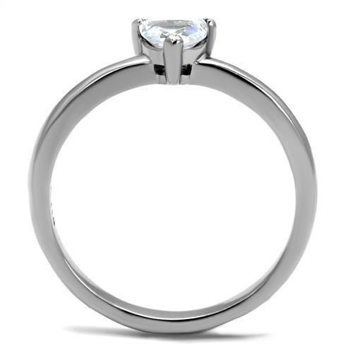MATK2978 High polished (no plating) Stainless Steel Ring with AAA Grade CZ in Clear