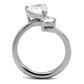MATK2981 - High polished (no plating) Stainless Steel Ring with AAA Grade CZ  in Clear