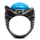 MATK2983 - IP Light Black  (IP Gun) Stainless Steel Ring with Synthetic Turquoise in Sea Blue
