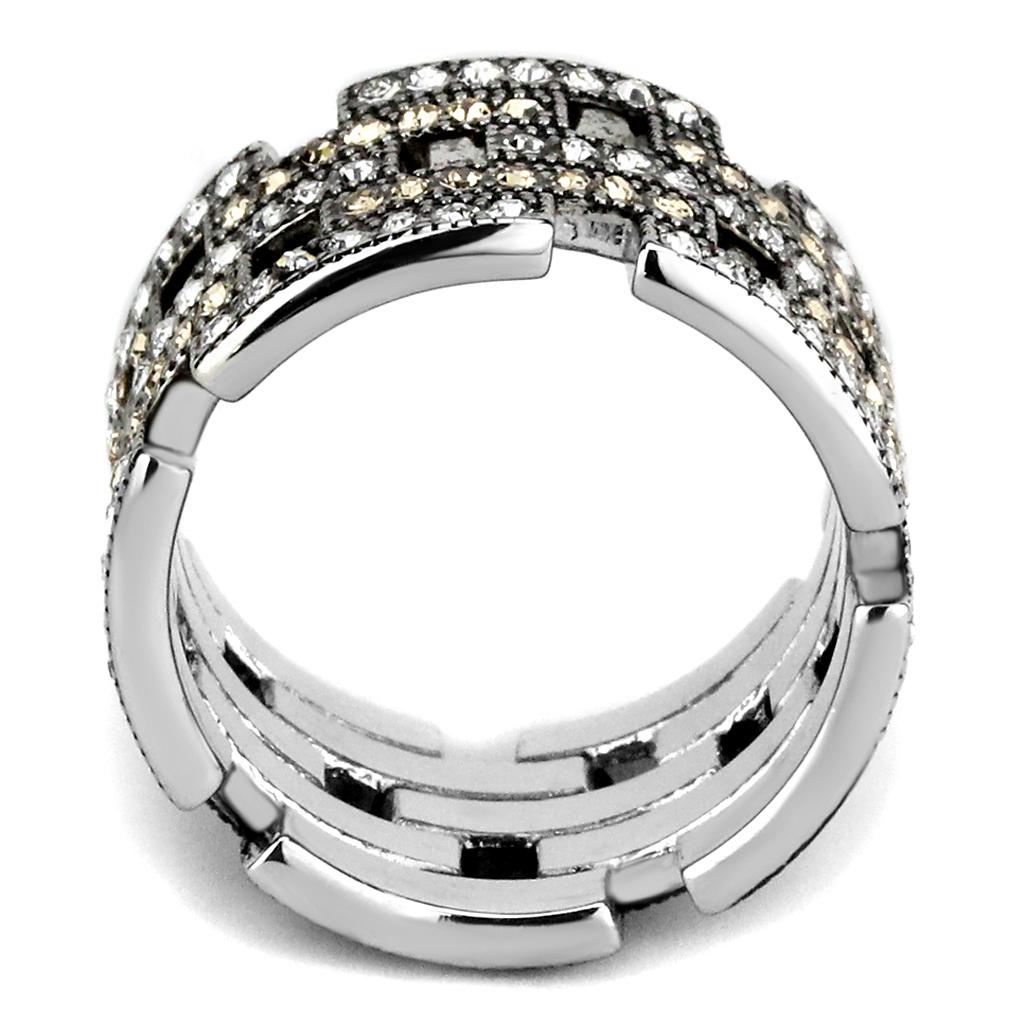 MATK2987 - High polished (no plating) Stainless Steel Ring with Top Grade Crystal  in Multi Color