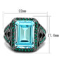 MATK2988 - IP Light Black  (IP Gun) Stainless Steel Ring with Top Grade Crystal  in Sea Blue