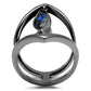 MATK2990 - IP Light Black  (IP Gun) Stainless Steel Ring with Synthetic Spinel in London Blue