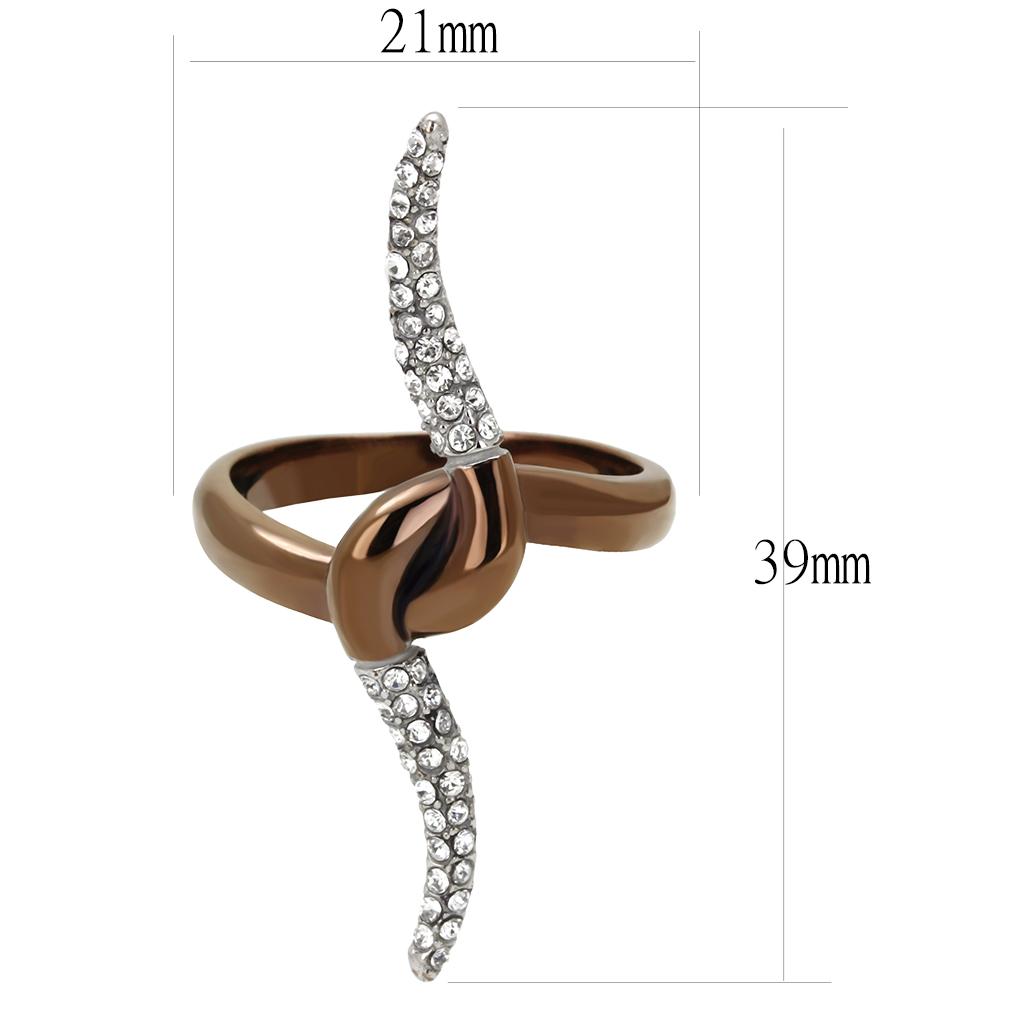 MATK2991 - Two Tone IP Light Brown (IP Light coffee) Stainless Steel Ring with Top Grade Crystal  in Clear