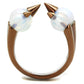 MATK2992 - IP Coffee light Stainless Steel Ring with Synthetic Synthetic Glass in White