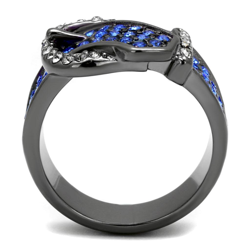 MATK2995 - IP Light Black  (IP Gun) Stainless Steel Ring with Top Grade Crystal  in Multi Color