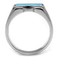 MATK3000 - High polished (no plating) Stainless Steel Ring with Synthetic Imitation Amber  in Sea Blue