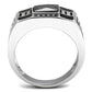 MATK3002 - High polished (no plating) Stainless Steel Ring with AAA Grade CZ  in Black Diamond