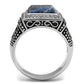 MATK3003 - High polished (no plating) Stainless Steel Ring with Semi-Precious Sodalite in Capri Blue