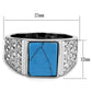 MATK3004 - High polished (no plating) Stainless Steel Ring with Synthetic Turquoise in Sea Blue