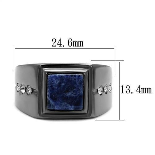 MATK3006 - IP Light Black  (IP Gun) Stainless Steel Ring with Blue Sand  in Montana