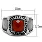MATK3007 - High polished (no plating) Stainless Steel Ring with Semi-Precious Agate in Siam