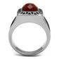MATK3007 - High polished (no plating) Stainless Steel Ring with Semi-Precious Agate in Siam