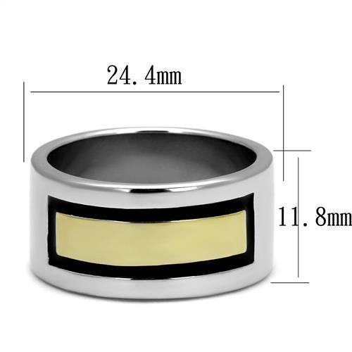 MATK3008 - Two-Tone IP Gold (Ion Plating) Stainless Steel Ring with Epoxy  in Jet