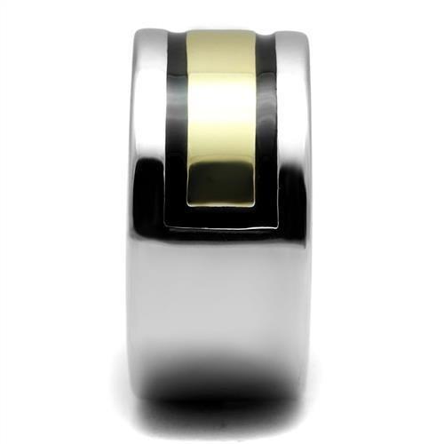 MATK3008 - Two-Tone IP Gold (Ion Plating) Stainless Steel Ring with Epoxy  in Jet