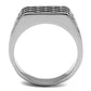 MATK3009 - High polished (no plating) Stainless Steel Ring with Epoxy  in Jet