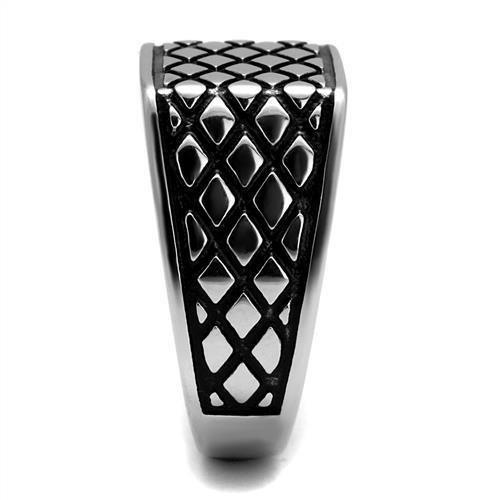 MATK3009 - High polished (no plating) Stainless Steel Ring with Epoxy  in Jet