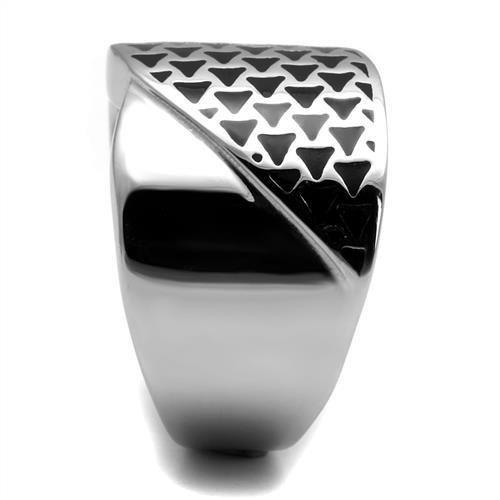 MATK3010 - High polished (no plating) Stainless Steel Ring with Epoxy  in Jet