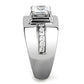 MATK3011 - High polished (no plating) Stainless Steel Ring with AAA Grade CZ  in Clear