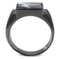 MATK3012 - IP Light Black  (IP Gun) Stainless Steel Ring with Semi-Precious Sodalite in Capri Blue