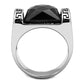 MATK3016 - High polished (no plating) Stainless Steel Ring with Synthetic Onyx in Jet
