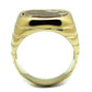 MATK3017 - IP Gold(Ion Plating) Stainless Steel Ring with Semi-Precious Oligoclase in Smoked Quartz