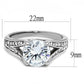 MATK3020 - High polished (no plating) Stainless Steel Ring with AAA Grade CZ  in Clear